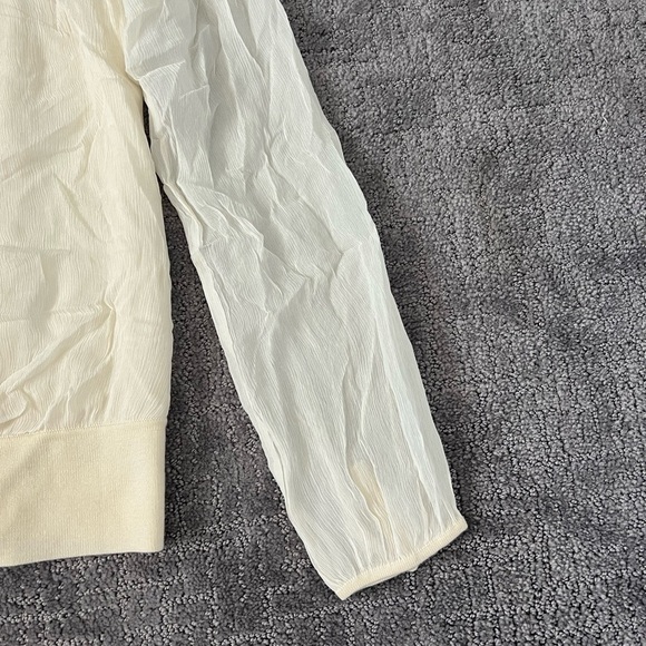 Ann Taylor Cream Long Sleeve Silk Blouse - Picture 3 of 6